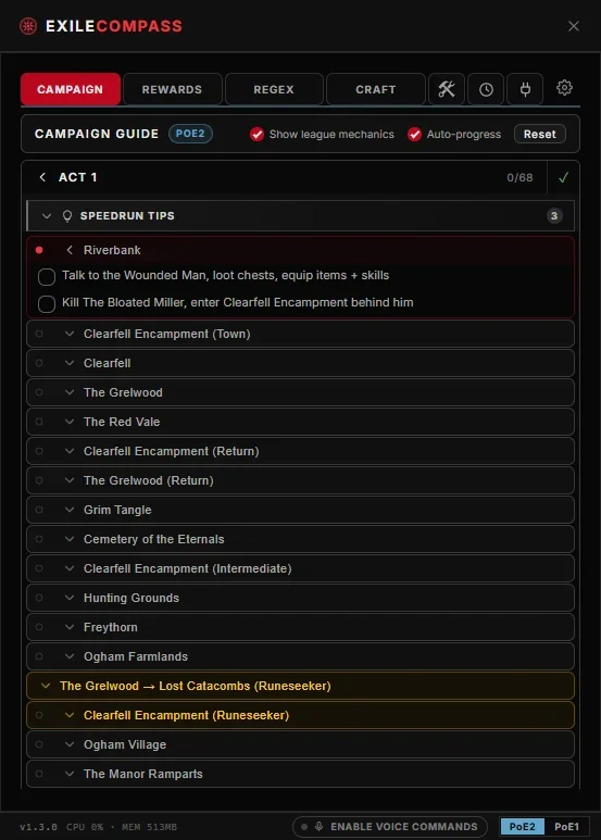Exile Compass screenshot