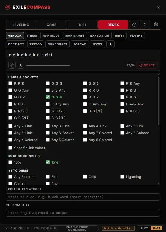 Exile Compass screenshot