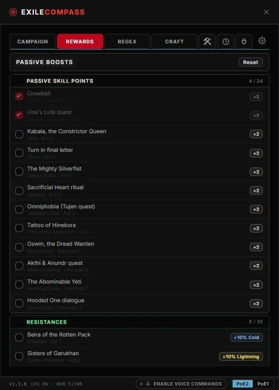 Exile Compass screenshot